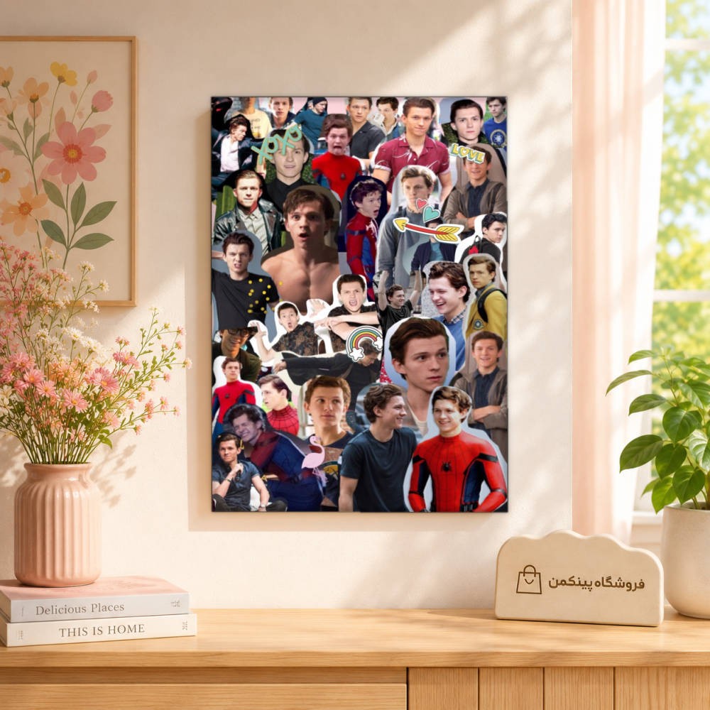 تابلو شاسی پینکمن طرح تام هالند کلاژ - Tom Holland Collage کد Jm 21