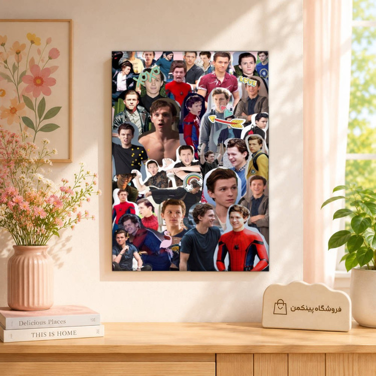 تابلو شاسی پینکمن طرح تام هالند کلاژ - Tom Holland Collage کد Jm 21