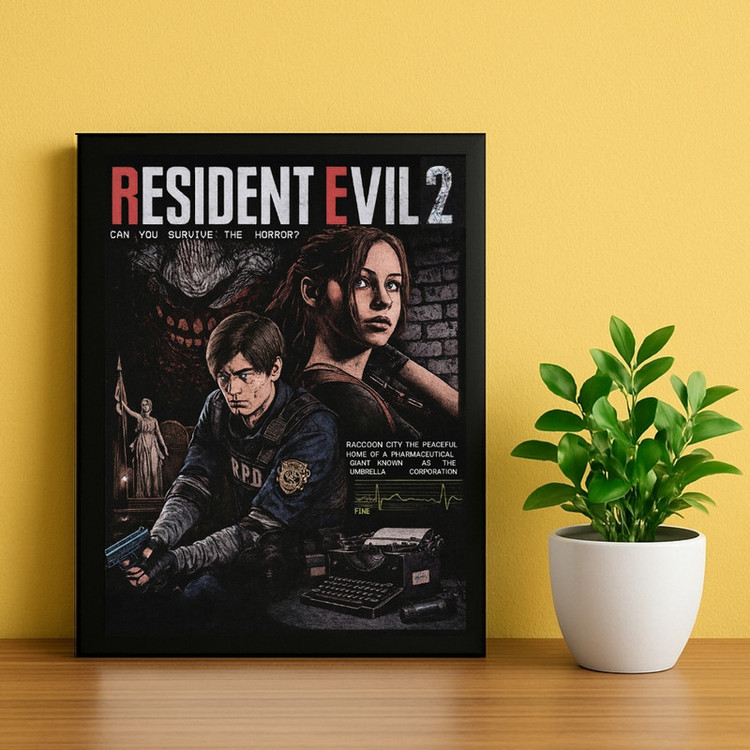 تابلو طرح رزیدنت اویل Resident Evil 2 کد 01 فریم مشکی