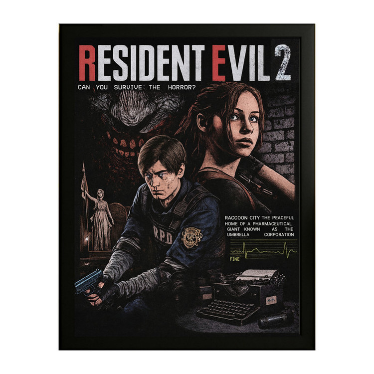 تابلو طرح رزیدنت اویل Resident Evil 2 کد 01 فریم مشکی
