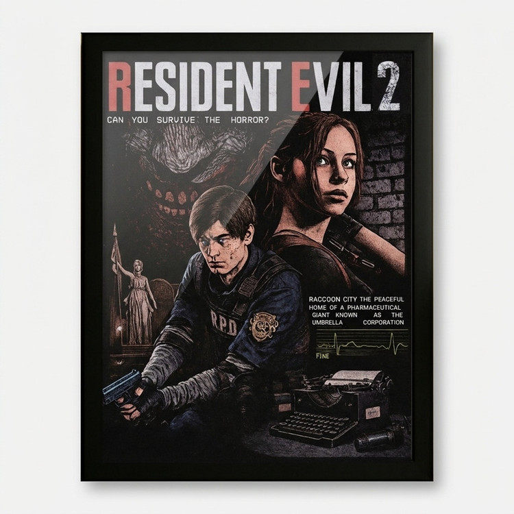 تابلو طرح رزیدنت اویل Resident Evil 2 کد 01 فریم مشکی