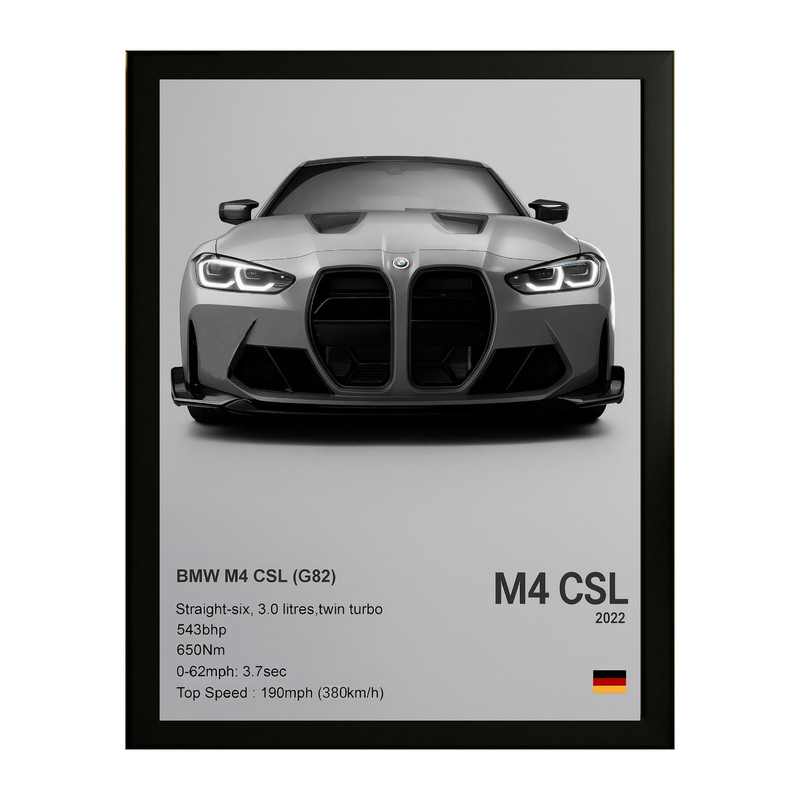تابلو طرح بی ام و ام4 bmw m4 کد 01 فریم مشکی