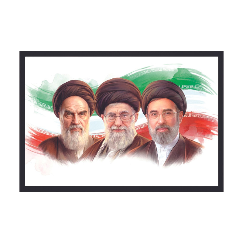 تابلو وین چیتا طرح رهبران ایران کد 01 فریم مشکی