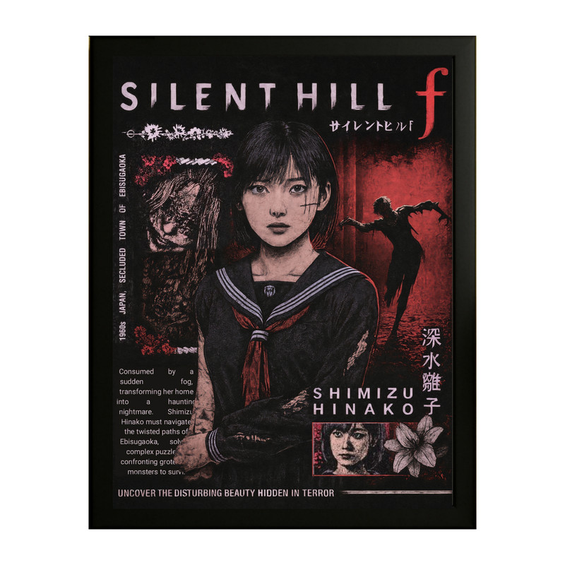 تابلو طرح سایلنت هیل Silent Hill f کد 01 فریم مشکی