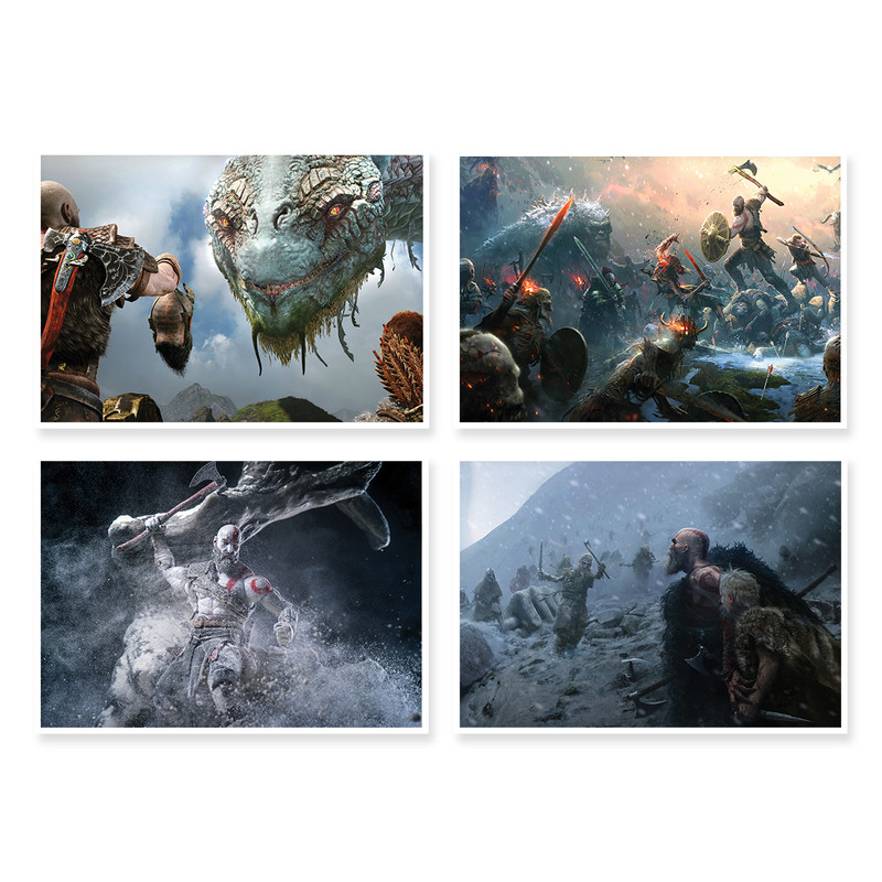 پوستر طرح God Of War 4 کد A-1450 مجموعه 4 عددی