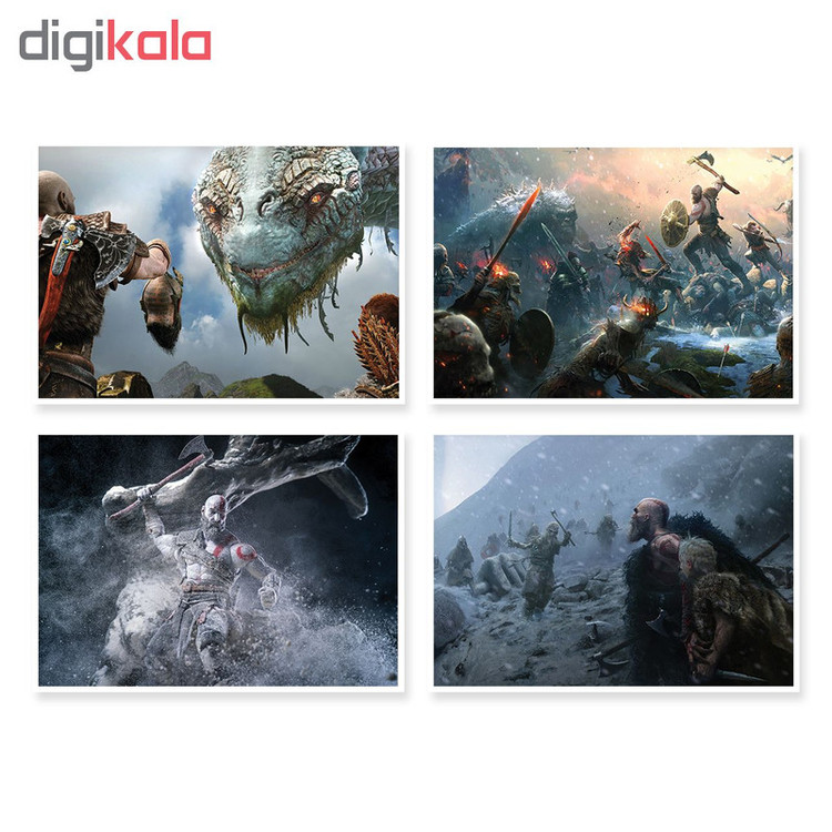 پوستر طرح God Of War 4 کد A-1450 مجموعه 4 عددی