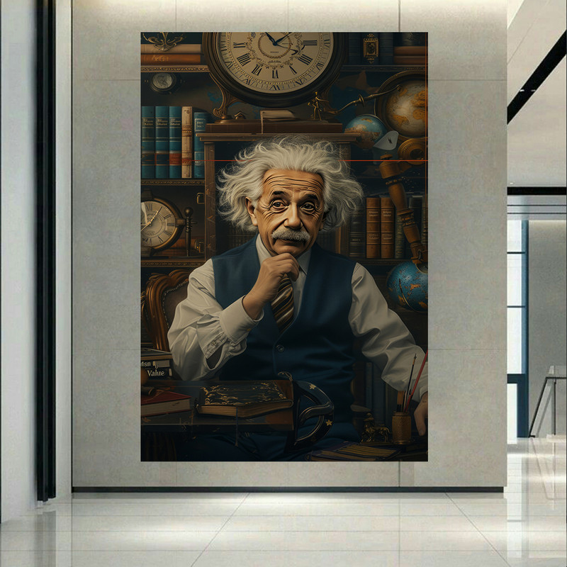 پوستر دیواری طرح آلبرت انیشتین مدل اتاق کار کد AR305387