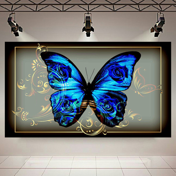 پوستر طرح پروانه آبی و گل کد AR2590