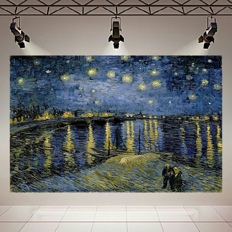 پوستر دیواری طرح نقاشی شب پرستاره در راون اثر ونسان ونگوگ کد AR30913