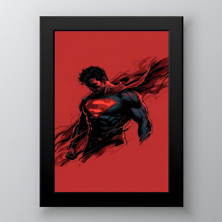 تابلو طرح سوپرمن مدل Superman فریم مشکی