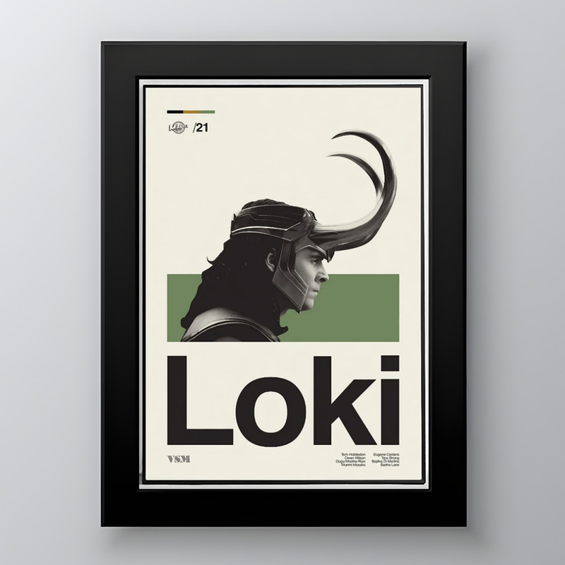 تابلو طرح LOKI مدل دکوراتیو فیلم و سریال فریم مشکی
