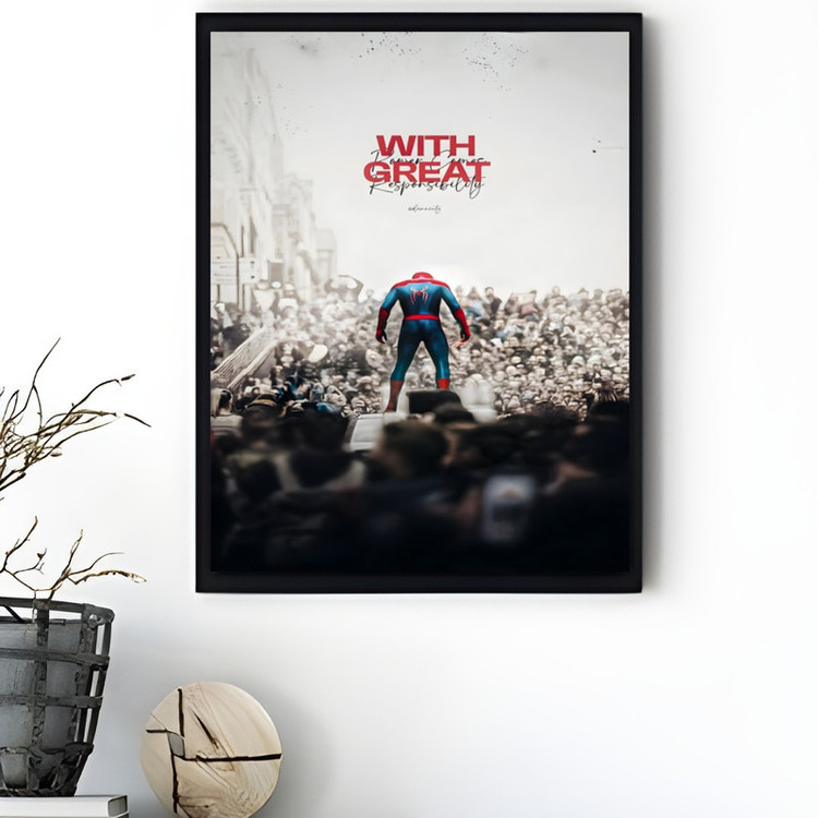 تابلو طرح مرد عنکبوتی(Spider-Man) مدل دکوراتیو فریم مشکی