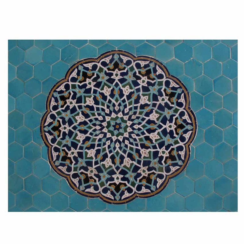 تابلو شاسی گالری هنرآرا طرح اسلیمی آبی فیروزه ایی کد 11013