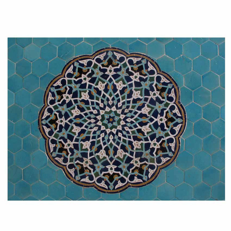 تابلو شاسی گالری هنرآرا طرح اسلیمی آبی فیروزه ایی کد 11013