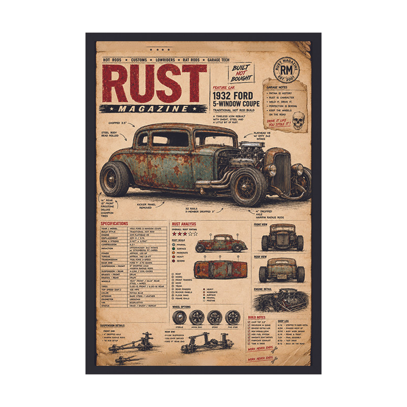 تابلو وین چیتا مدل RUST کلاسیک فریم مشکی