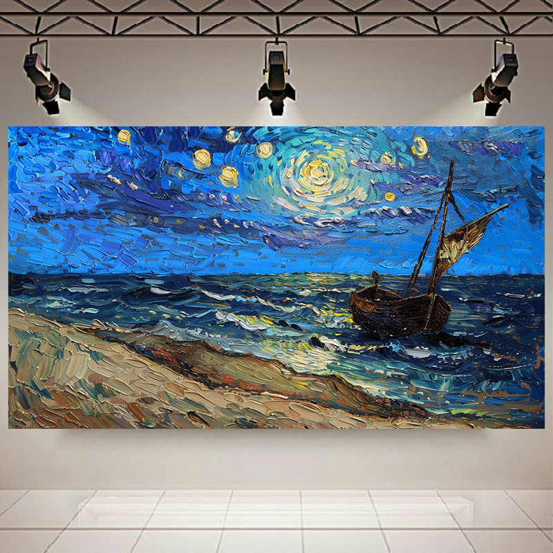 پوستر طرح  شب پر ستاره ونگوگ مدل قایق کد AR3062860