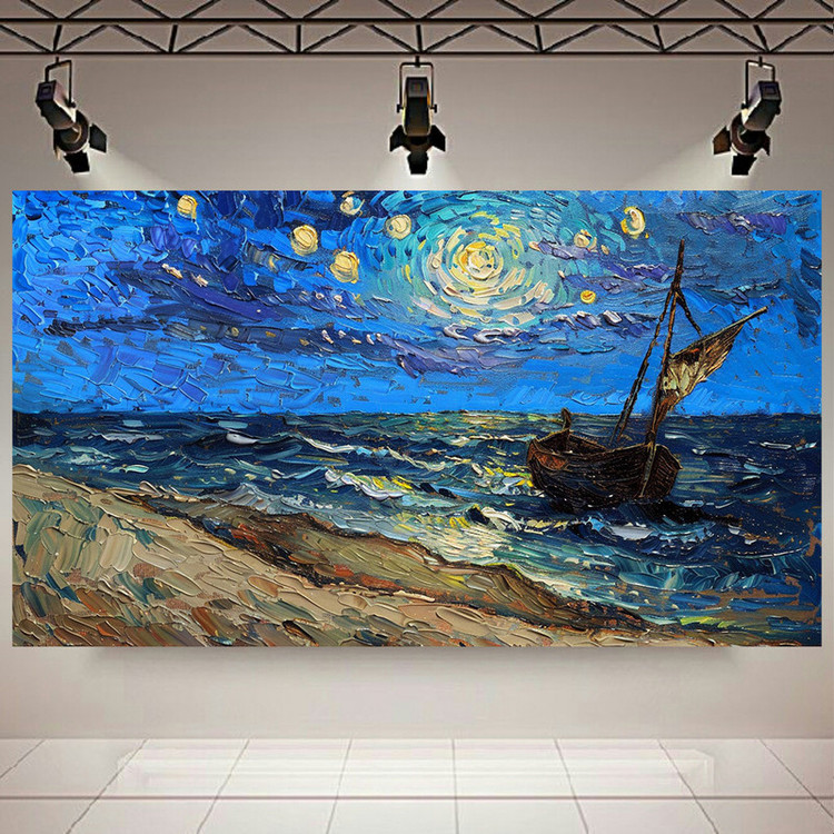 پوستر طرح شب پر ستاره ونگوگ مدل قایق کد AR3062860