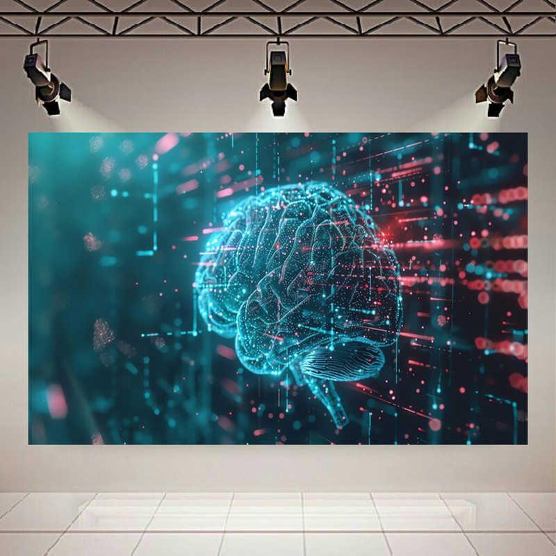 پوستر طرح دیجیتال مغز مدل خطوط درخشان کد PD130792