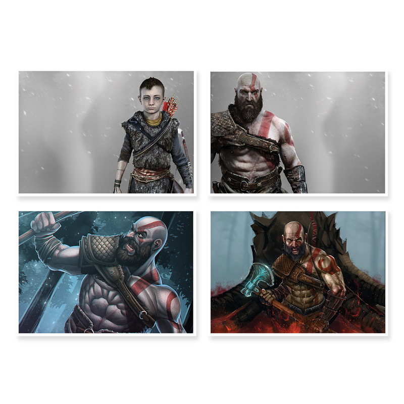 پوستر طرح God Of War 4 کد A-1456 مجموعه 4 عددی