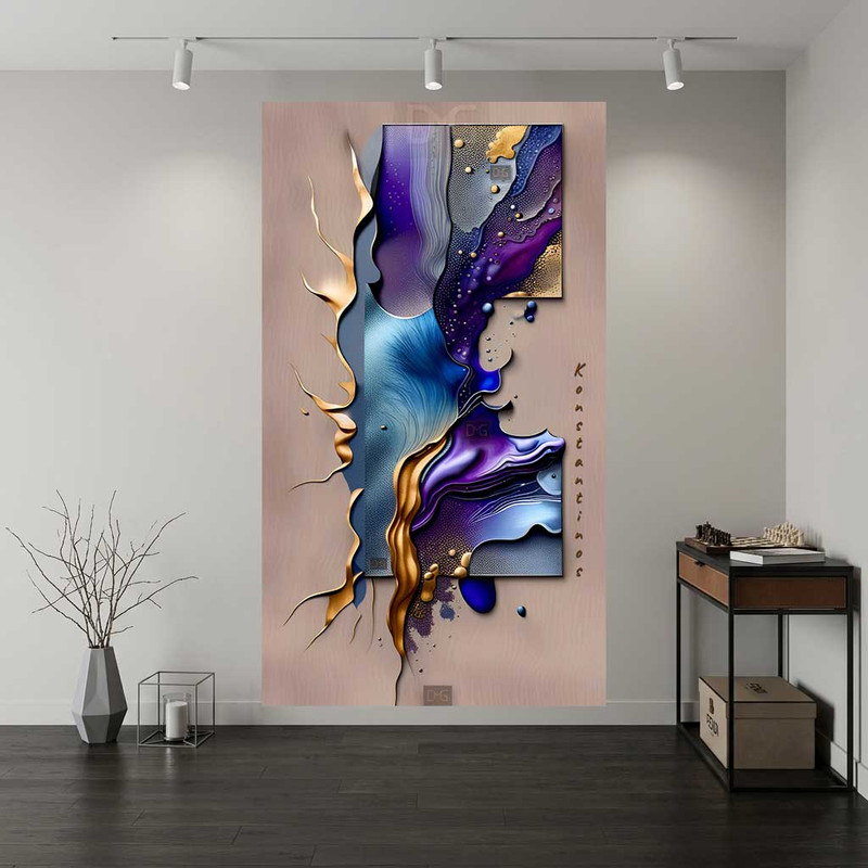 پوستر طرح  نقاشی فانتزی انتزاعی مدل پاشش رنگ کد DV1898