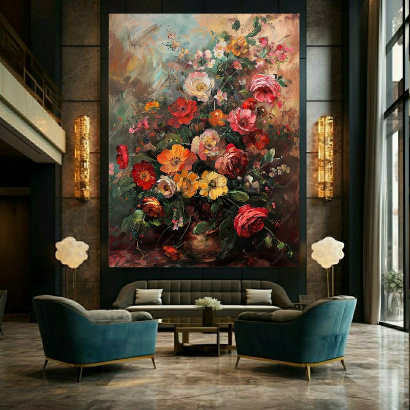 پوستر طرح نقاشی مدل گل رنگارنگ کد FP105619