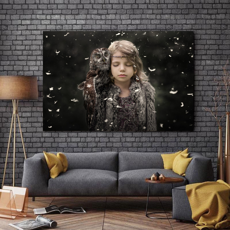 تابلو شاسی طرح جغد و کودک کد A208
