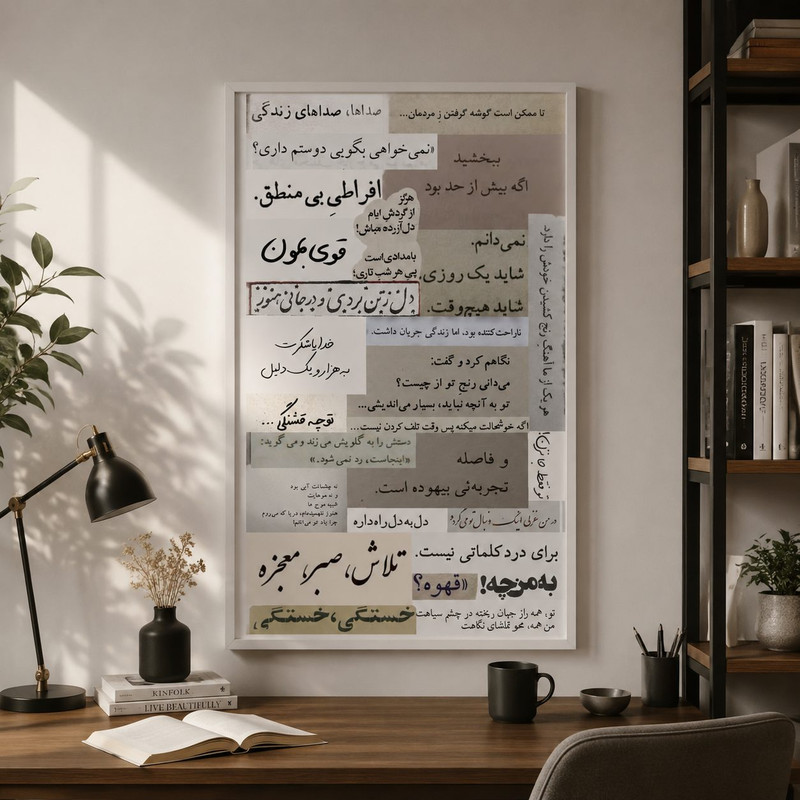 تابلو طرح نگیزشی مدل نوشته فارسی کد NF084 فریم سفید