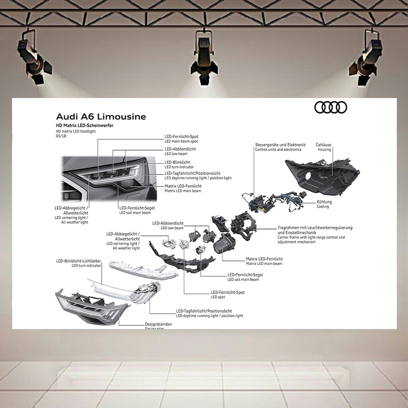 استیکر طرح نقشه ی انفجاری چراغ Audi A6 کد AR1003