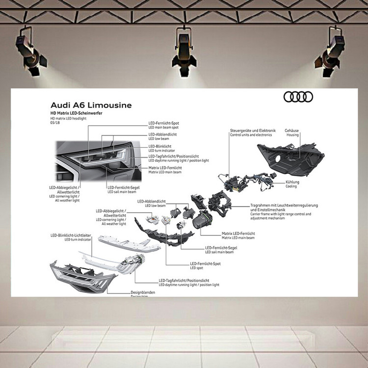 استیکر طرح نقشه ی انفجاری چراغ Audi A6 کد AR1003