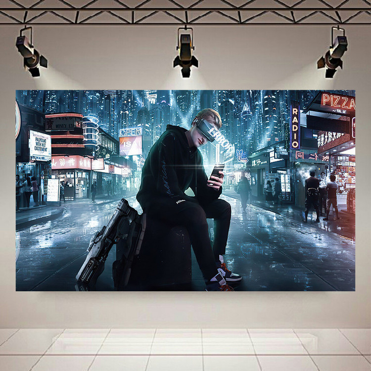 استیکر طرح گیم سایبرپانک مدل Error In City Cyberpunk Boy کد AR2615