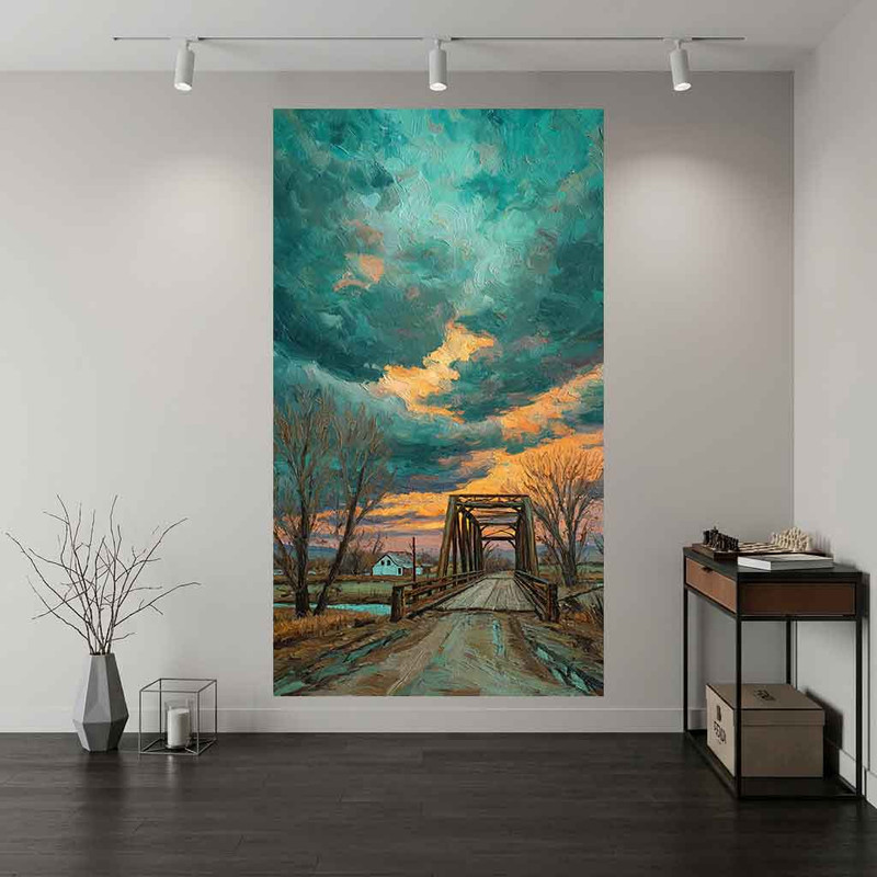 پوستر طرح  پل چوبی مدل غروب خورشید کد DV1592