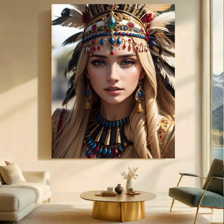 پوستر طرح پرتره هنری مدل بانوی بومی کد BK24238