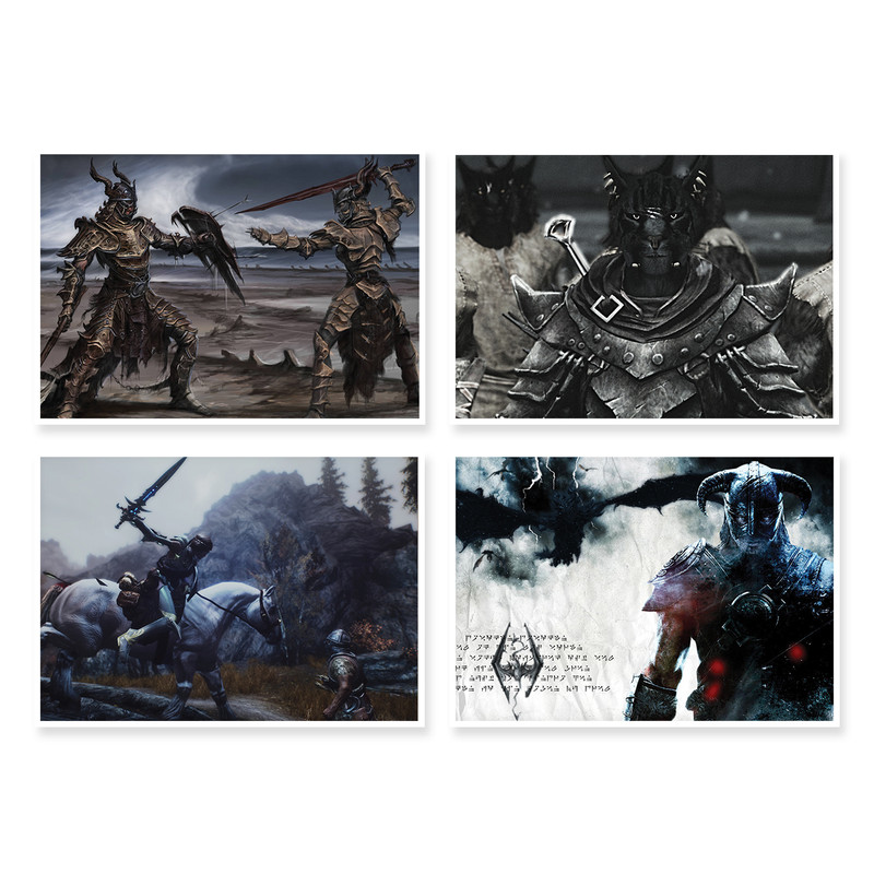 پوستر طرح بازی Skyrim کد A-1674 مجموعه 4 عددی