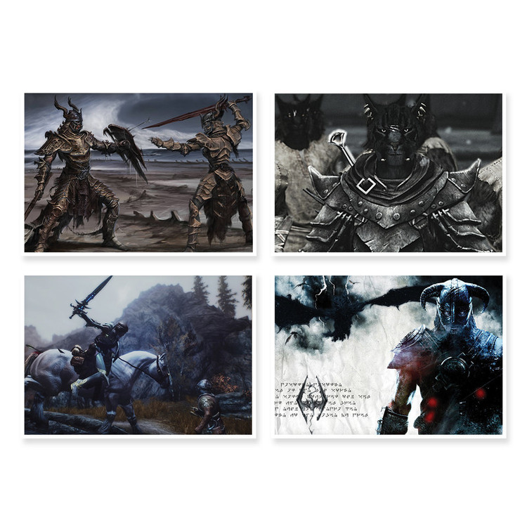 پوستر طرح بازی Skyrim کد A-1674 مجموعه 4 عددی