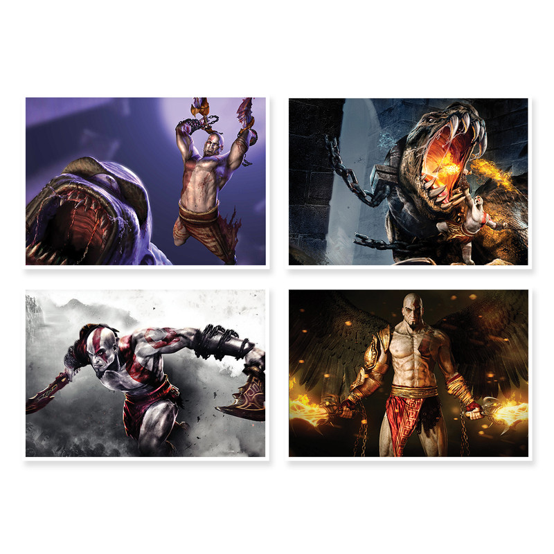 پوستر طرح God Of War 4 کد A-1465 مجموعه 4 عددی