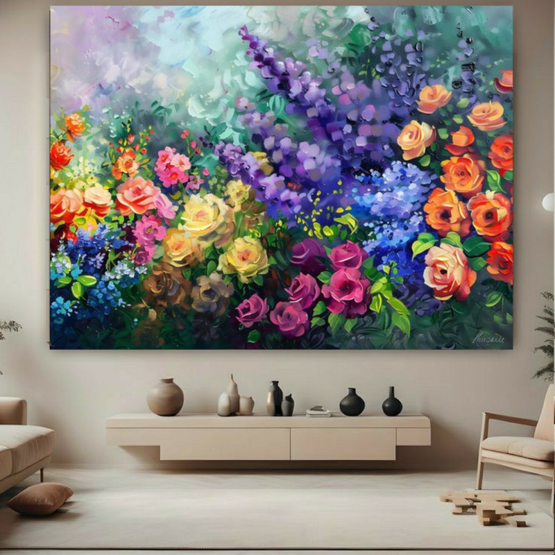 پوستر طرح نقاشی مدل باغ گل ها کد BK24018