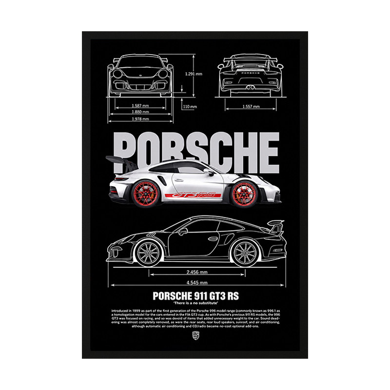 تابلو وین چیتا طرح پورشه مدل 911 GT3 RS فریم مشکی