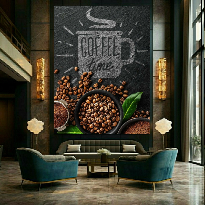 پوستر طرح دانه قهوه مدل coffee time کد FP105581