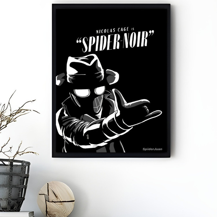 تابلو طرح سریال Spider_noir مرد عنکبوتی نوار مدل دکوراتیو سینمایی فریم مشکی