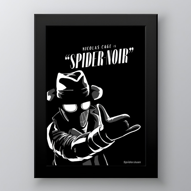 تابلو طرح سریال Spider_noir مرد عنکبوتی نوار مدل دکوراتیو سینمایی فریم مشکی