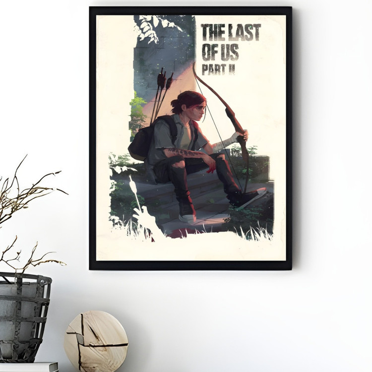 تابلو طرح بازی Last of us part ll مدل دکوراتیو فریم مشکی