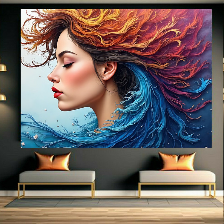 پوستر طرح موی پریشان مدل رنگین کمان کد AR3062610