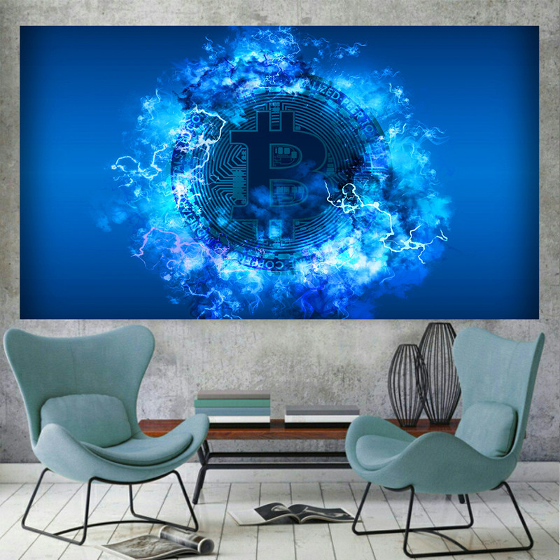 پوستر طرح بیت کوین مدل Blue BTC کد AR1740