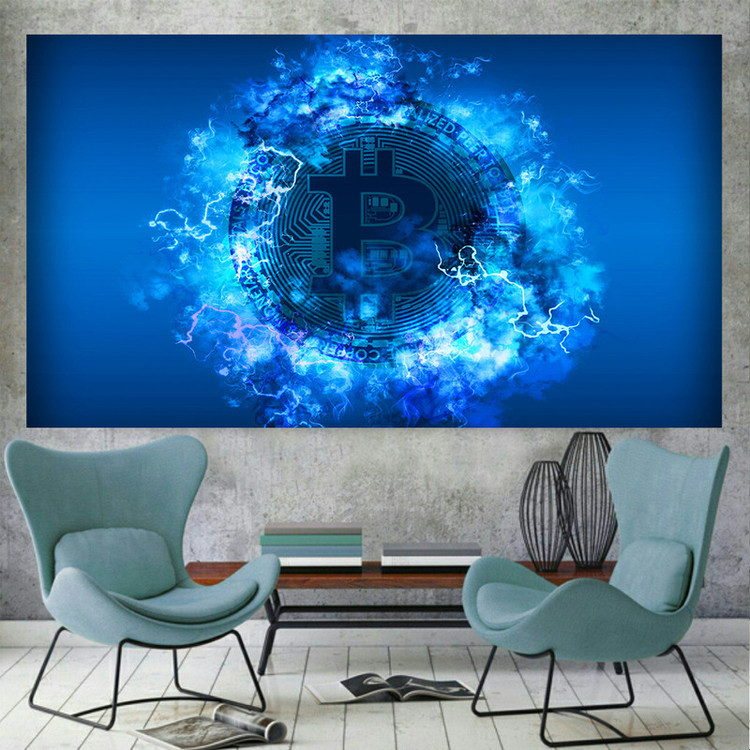 پوستر طرح بیت کوین مدل Blue BTC کد AR1740
