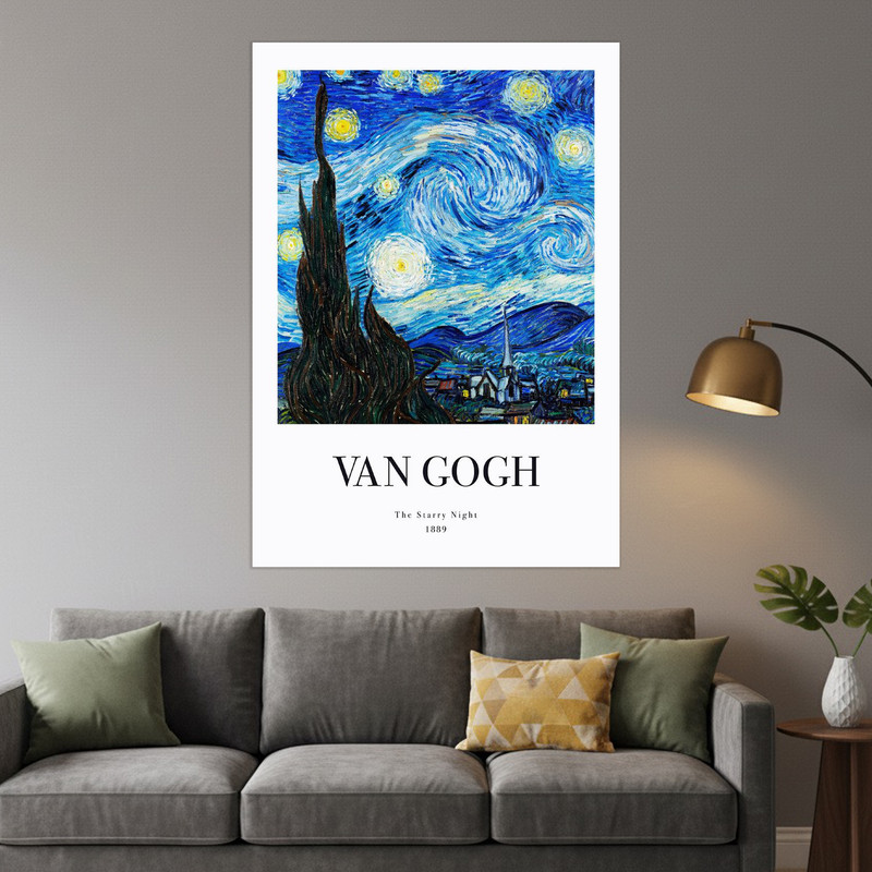 پوستر طرح نقاشی شب پر ستاره مدل The Starry Night 11031