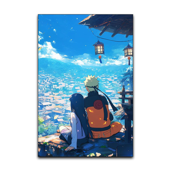 تابلو شاسی گوفی مدل انیمه ناروتو و هیناتا منظره زیبا دهکده Naruto & Hinata Boruto Anime کد VIEW21