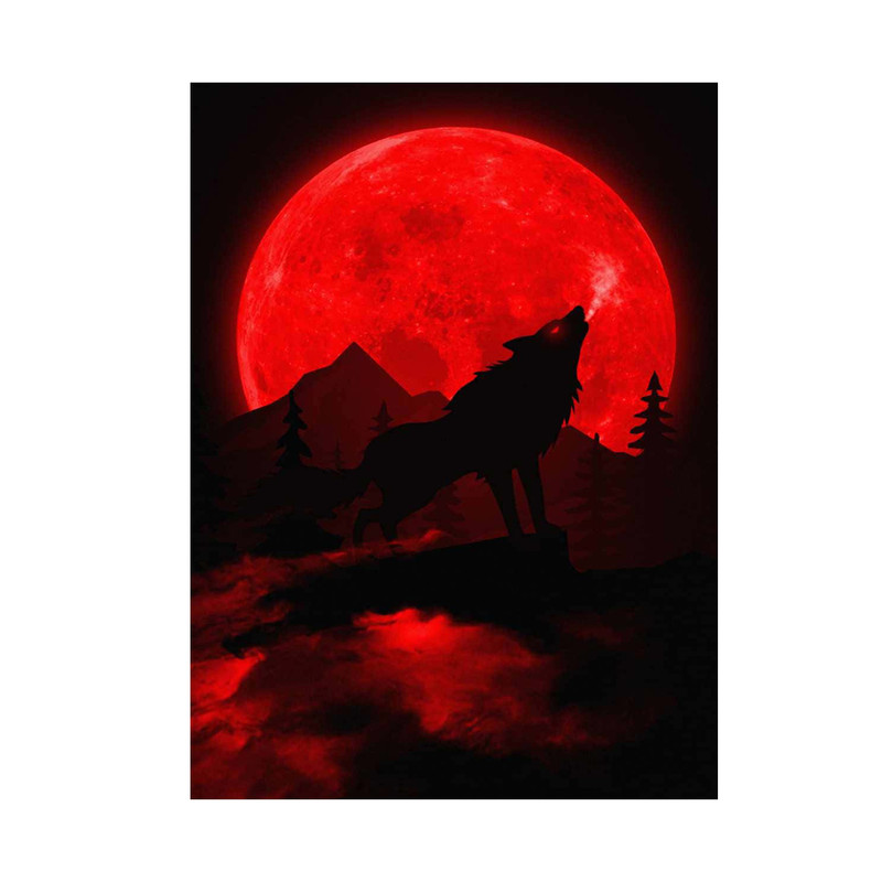 تابلو شاسی مدل Wolf and the red moon کد TSS7