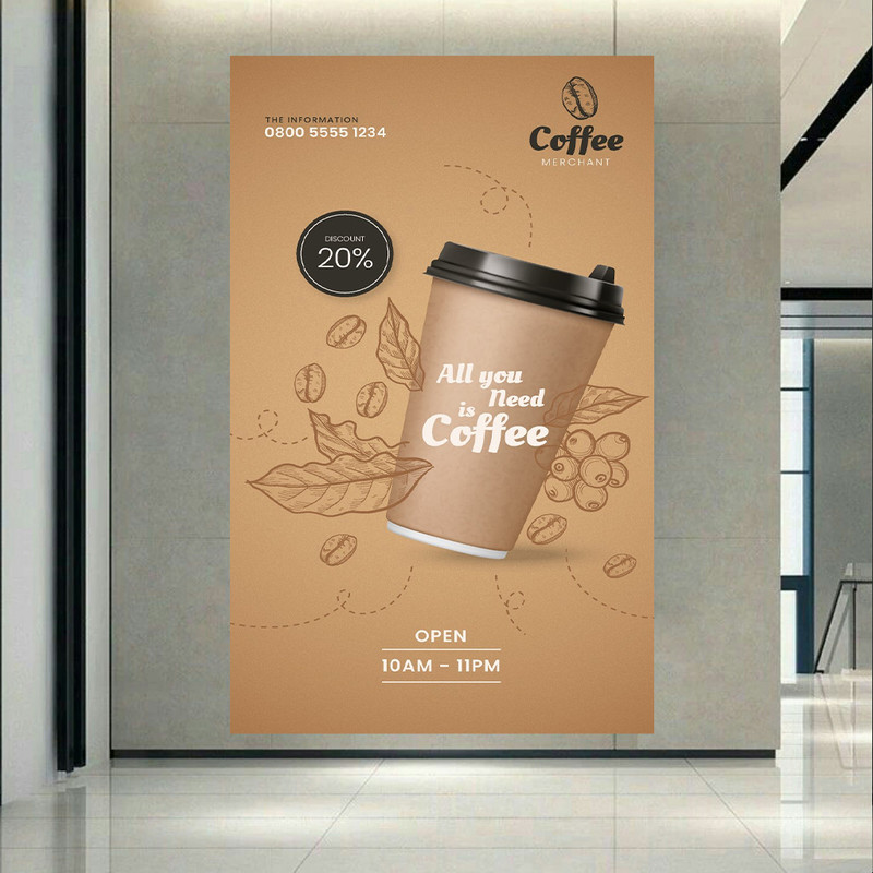 استیکر طرح قهوه مدل Coffe Time کد AR303223