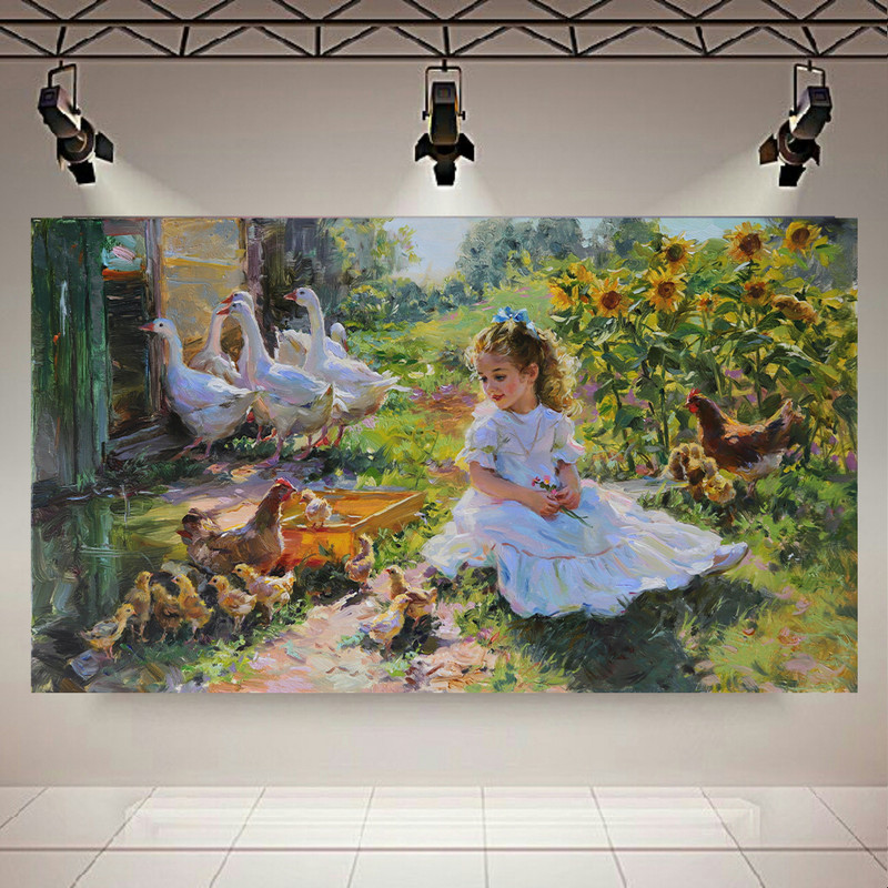 استیکر طرح نقاشی دختری در مزرعه اثر کنستانتین رازوموف کد AR30828