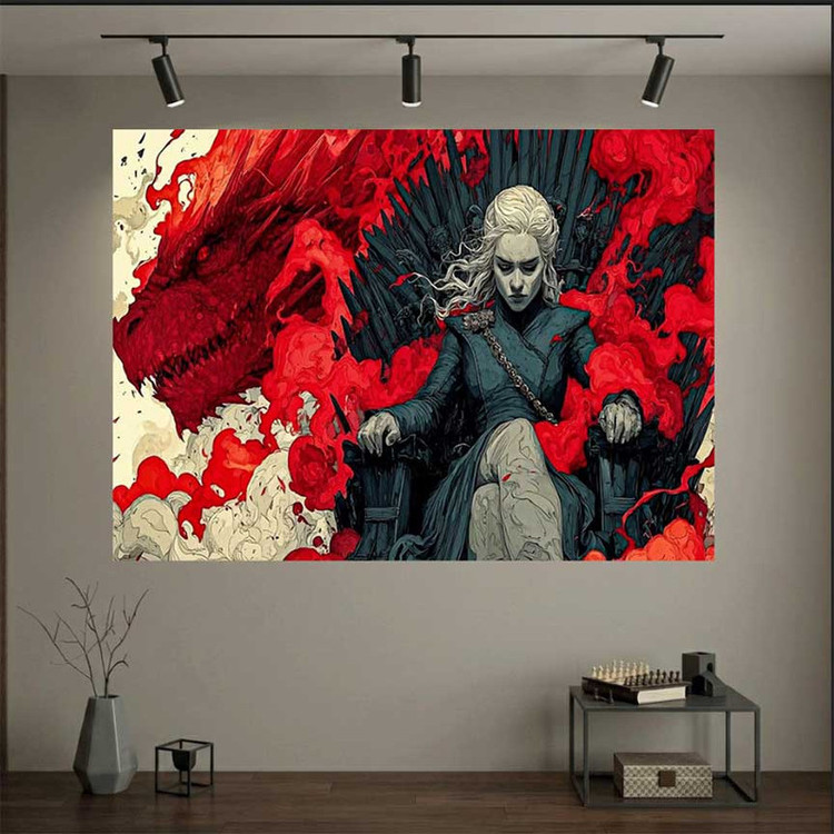 پوستر طرح Game Of Thrones مدل دنریس و اژدها کد DV1223